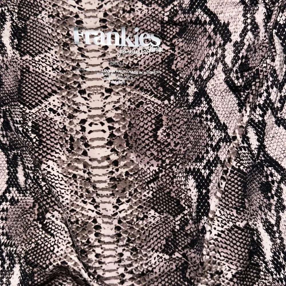 Frankie's Bikinis Brown Snake Print Tie Front Bikini Top